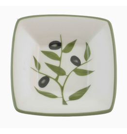 Small Square Dip Bowl, Olive Branch, 3.75"