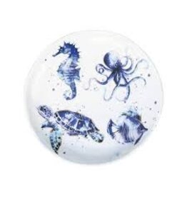 Supreme Housewares Melamine Appetizer Plate, Indigo Blue Sea Life, 6"
