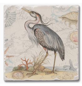 Absorbent Stone Coaster, Blue Heron Bird
