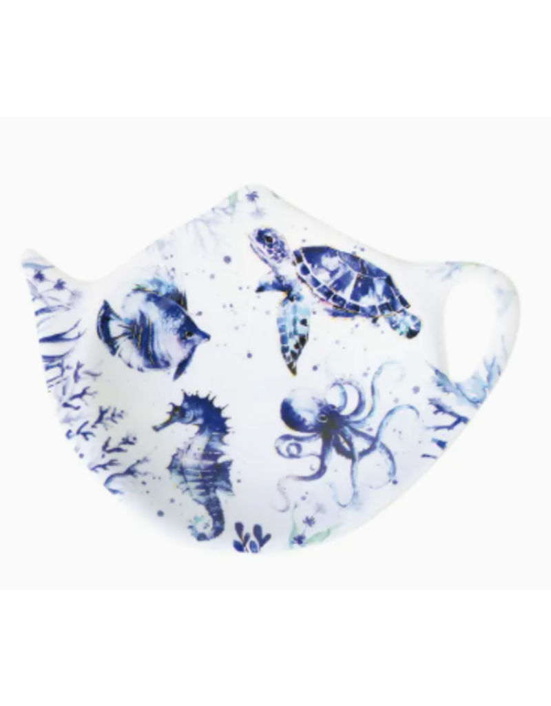 Supreme Housewares Melamine Tea Caddy, Indigo Blue Sea Life