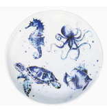Supreme Housewares Melamine Appetizer Plate, Indigo Blue Sea Life, 6"