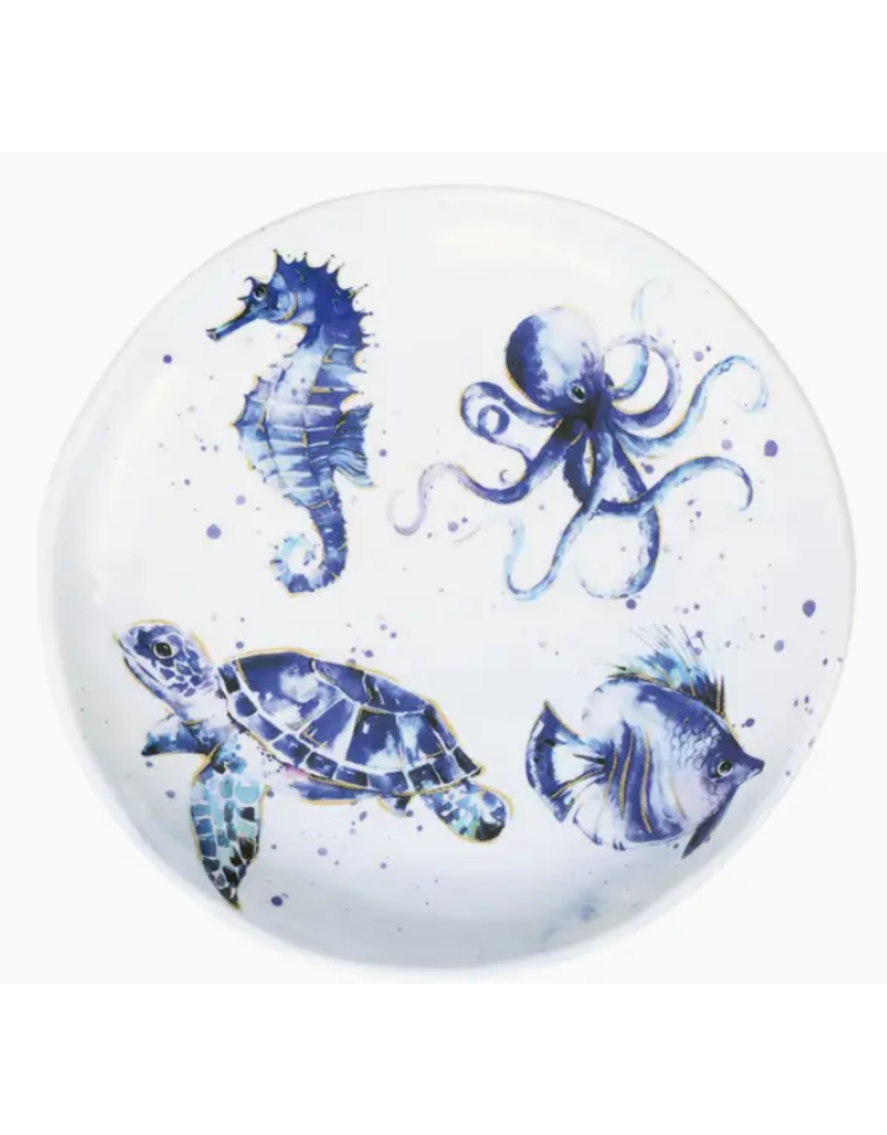 Supreme Housewares Melamine Appetizer Plate, Indigo Blue Sea Life, 6"