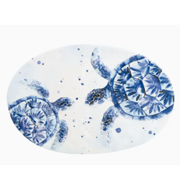 Supreme Housewares Melamine Oval Platter, Indigo Blue Sea Life. 17"