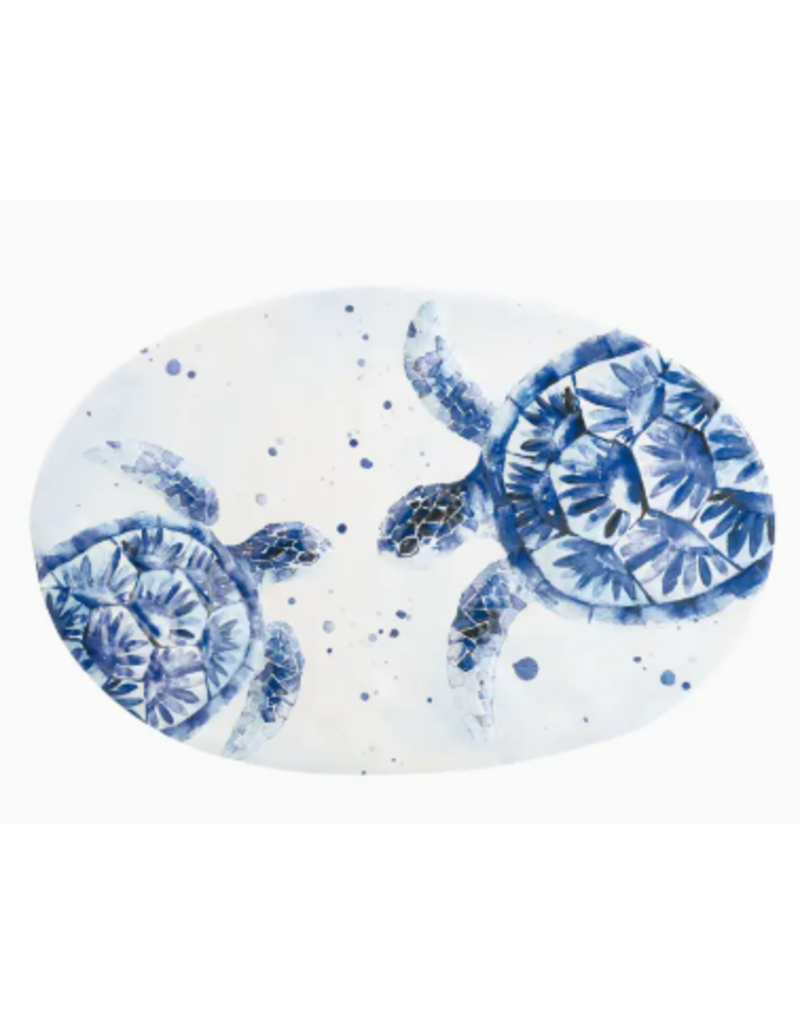 Supreme Housewares Melamine Oval Platter, Indigo Blue Sea Life. 17"