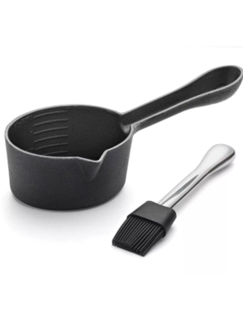 Foxrun Outset CAST IRON SAUCE POT WITH NESTING SILICONE BASTING BRUSH disc