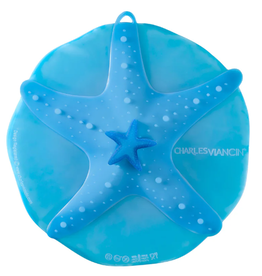 Charles Viancin COASTAL Blue Starfish Silicone Suction Bowl Cover, Medium 8" cir