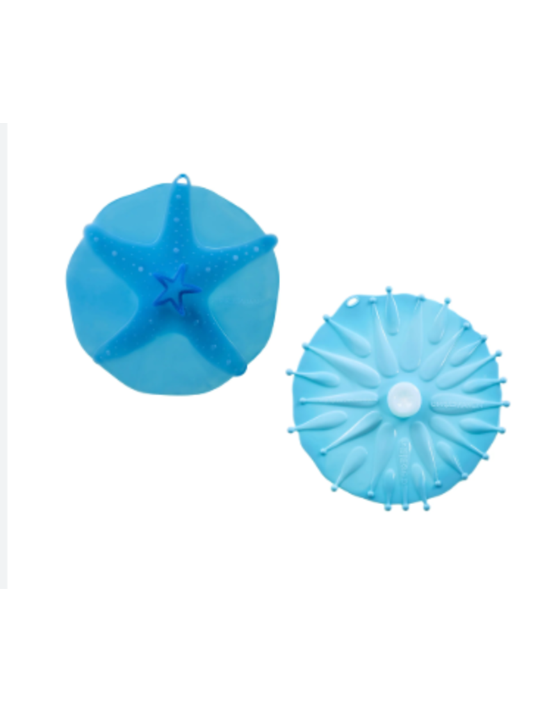 Charles Viancin COASTAL Starfish/Anemone Silicone Suction DRINK Covers, Silicone, Set of 2*
