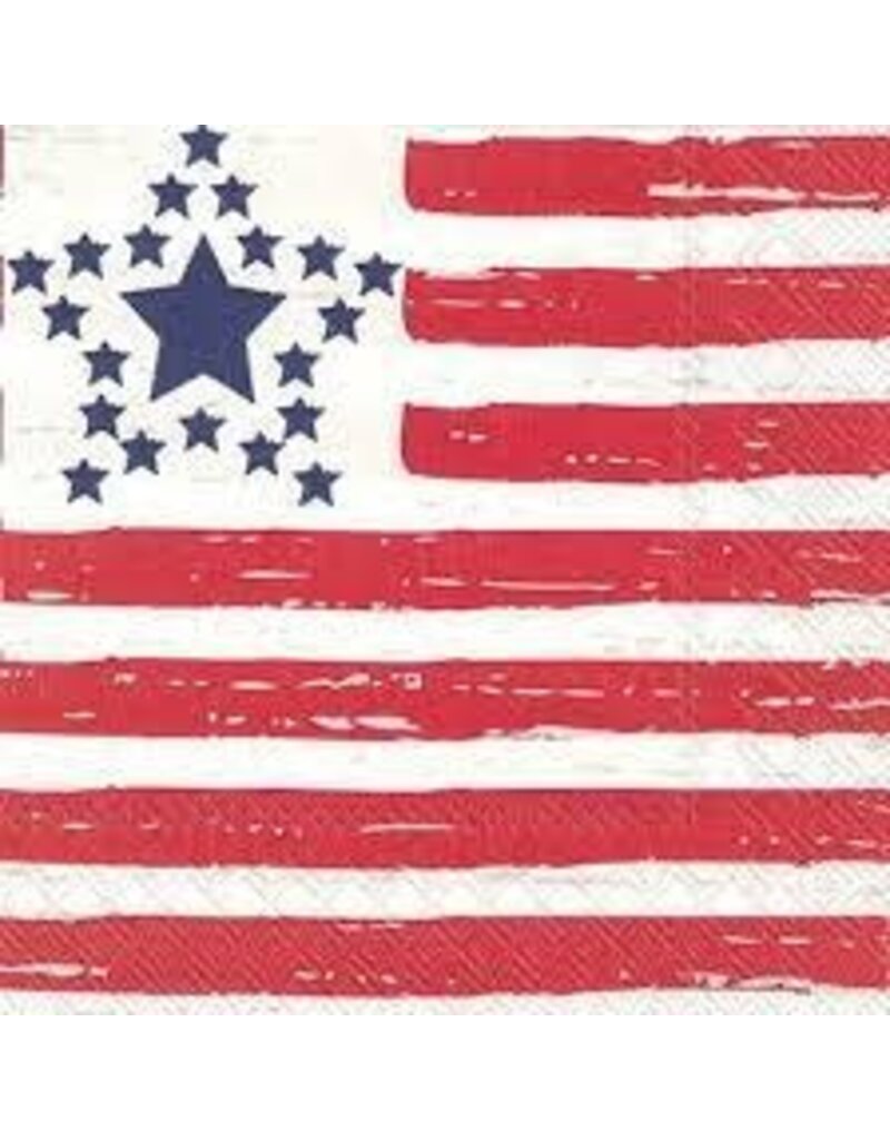 Boston International Cocktail Napkins, Patriotic Distressed Flag, 20x