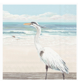 Boston International Cocktail Napkins, Egret on Beach, 20x