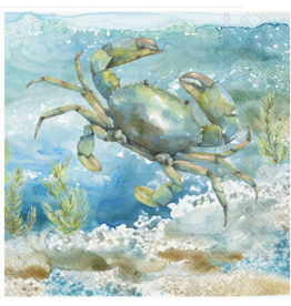 Boston International Cocktail Napkins, Blue Crab, 20x
