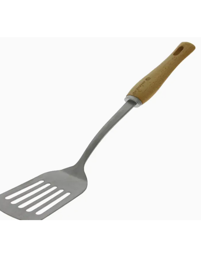 De Buyer Slotted Spatula/Turner - Stainless Steel Wood