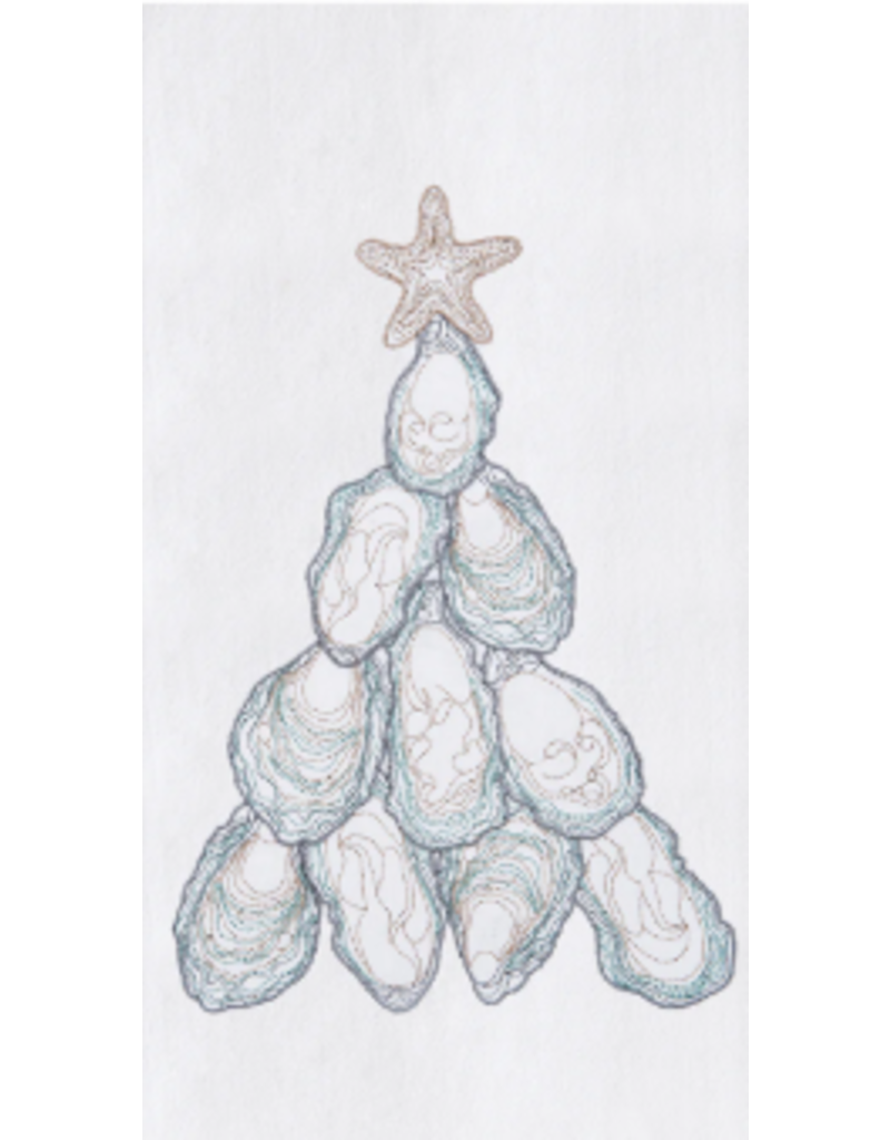 C and F Home Holiday Towel, Oyster Christmas Tree, floursack