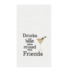 C and F Home Towel, Drinks Best With Friends, waffle weave
