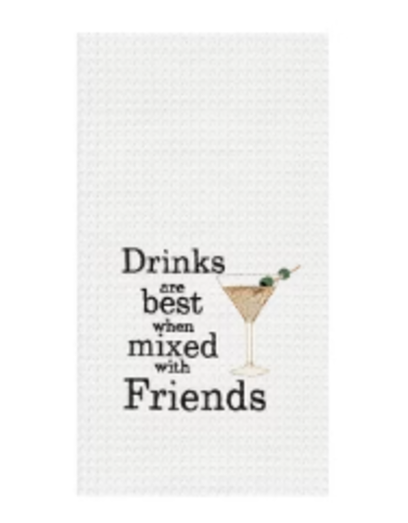 C and F Home Towel, Drinks Best With Friends, waffle weave