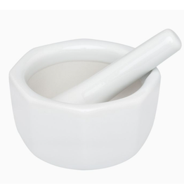 Harold Imports White Porcelain Mortar & Pestle 3.5" octogon disc