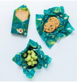 Bee's Wrap Reusable Bee's Food Wrap, OCEANS, sea turtles LUNCH 3 Pack  cir