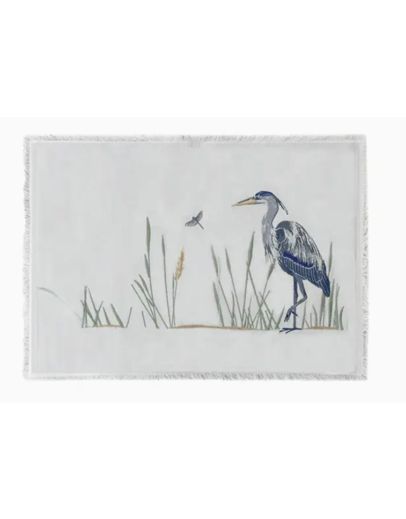 Rightside Design Embroidered HERON Placemat, GRAY