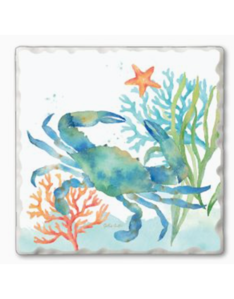 Absorbent Stone Coaster, Blue Crab Serenade