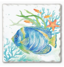 Absorbent Stone Coaster, Blue Fish Serenade