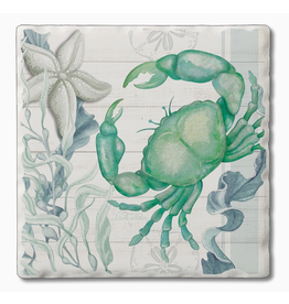 Absorbent Stone Coaster, Teal Crab Beach Therapy