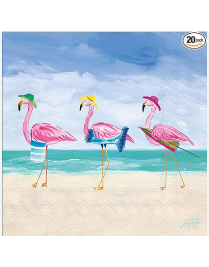 Boston International Cocktail Napkins, Beach Flamingos, 20x*