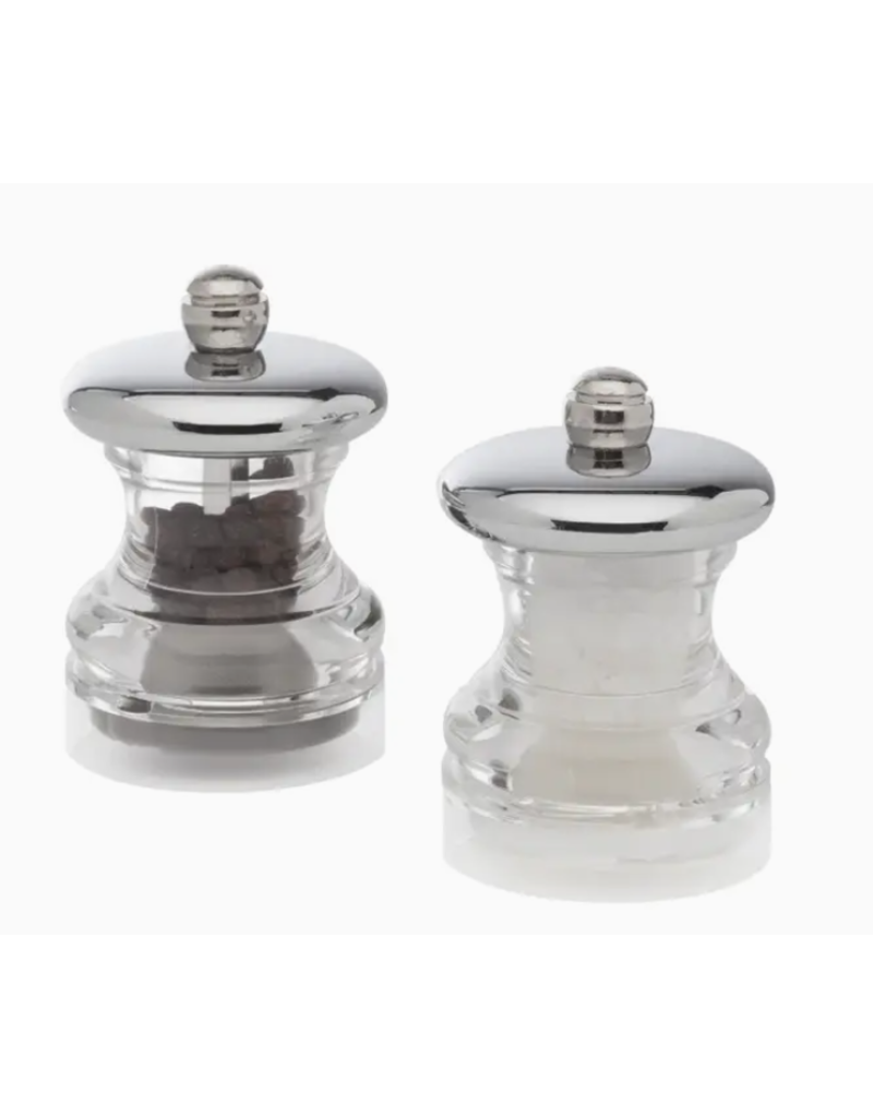 Cole & Mason/DKB Button Salt and Pepper Set, 2.5" Acrylic & Stainless Top*