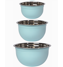 Now Designs Stainless Robins Egg Blue Mixing Bowls, Set of 3 HAND WASH