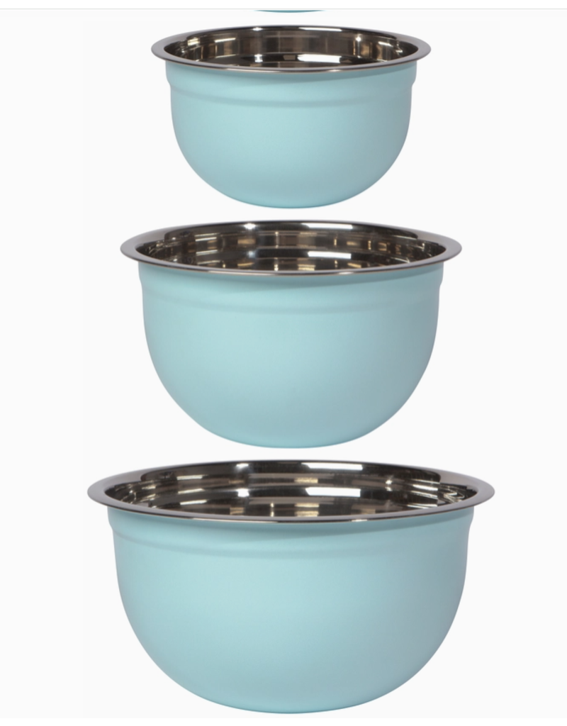 Now Designs Stainless Robins Egg Blue Mixing Bowls, Set of 3 HAND WASH