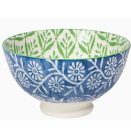 Now Designs Stamped Bowl 4" Leaves, green blue