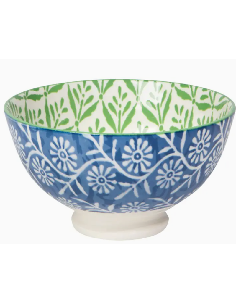 Now Designs Stamped Bowl 4" Leaves, green blue