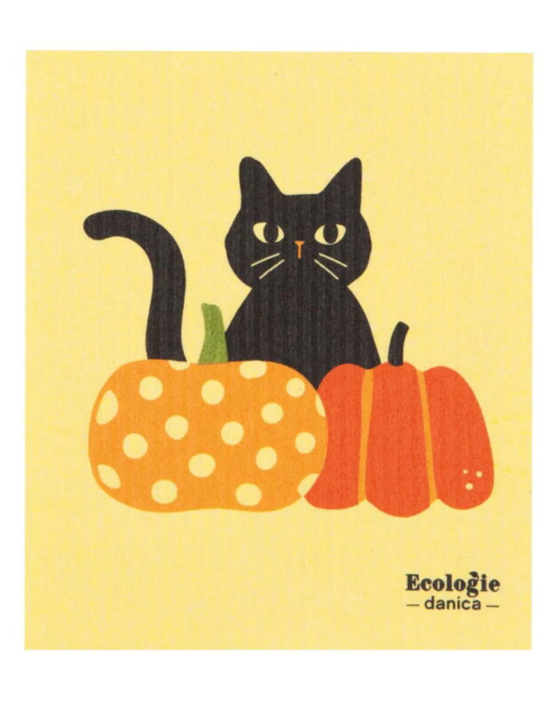 Now Designs Halloween Swedish Dish Cloth Hallows Eve Cat Pumpkin