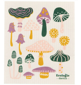 Now Designs Swedish Dish Cloth Dozens of Mushrooms, purple/pink