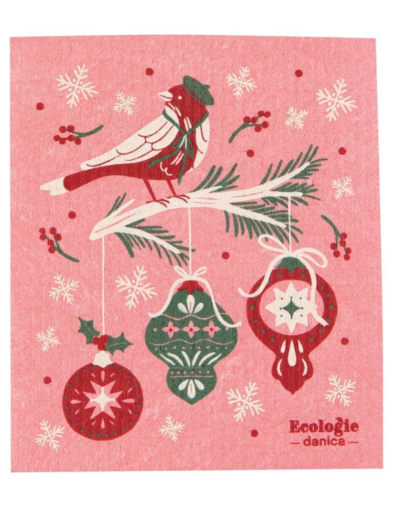 Now Designs Holiday Swedish Dish Cloth Seasons Tweetings, pink