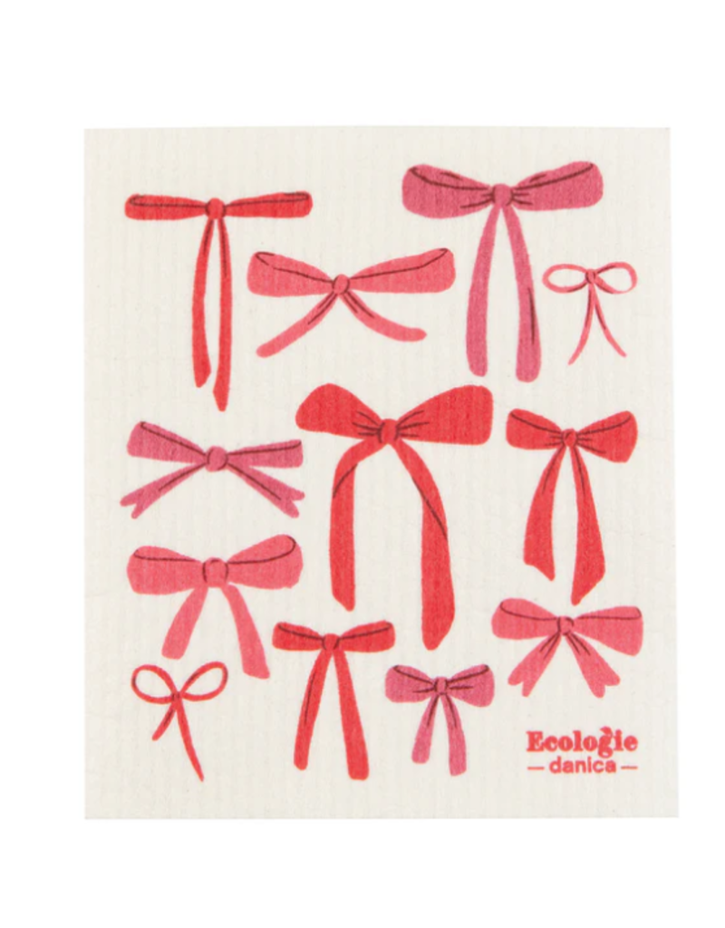 Now Designs Holiday Swedish Dish Cloth Red Bow