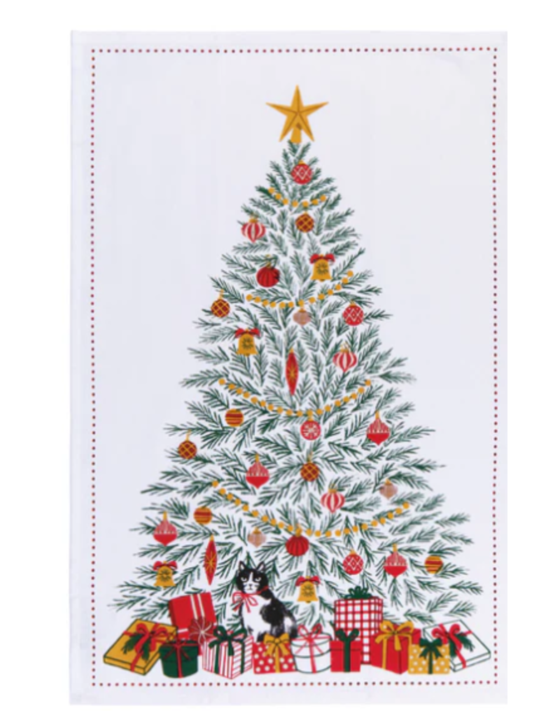 Now Designs Holiday Dish Towel Festive Fir, cat