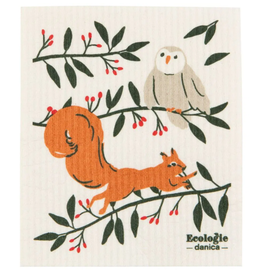 Now Designs Holiday Swedish Dish Cloth Forest Fete Squirrel