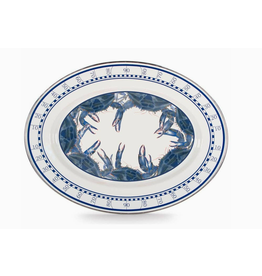 Golden Rabbit Blue Crab Oval Serving TRAY/PLATTER, 16x12, Enamelware
