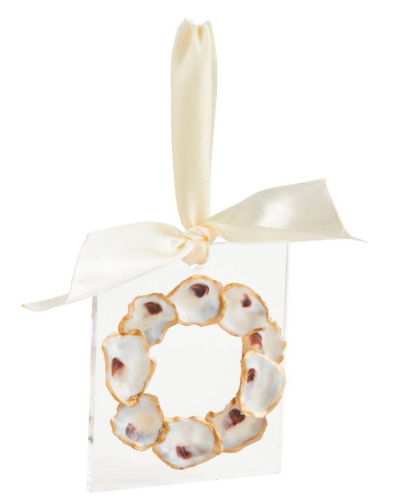 Mudpie Holiday Ornament OYSTER WREATH, acrylic