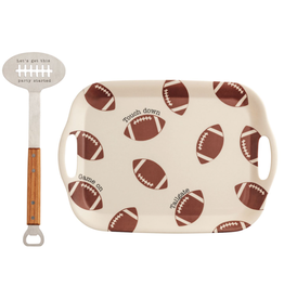 Mudpie Fall Football Tray & Spatula Set