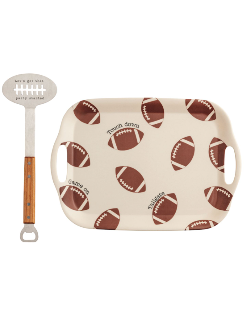 Mudpie Fall Football Tray & Spatula Set