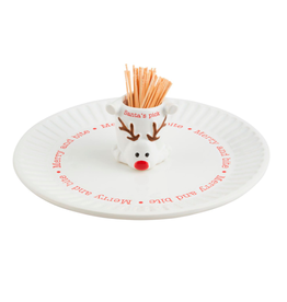 Mudpie Holiday Reindeer Toothpick Appetizer Plate Set