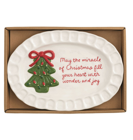 Mudpie Holiday Christmas Tree Plate, Miracle of Xmas