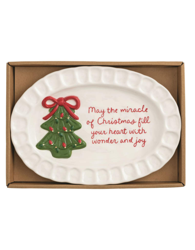 Mudpie Holiday Christmas Tree Plate, Miracle of Xmas