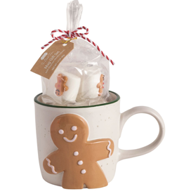 Mudpie Holiday GINGERBREAD MAN Mug & Marshmallow Set