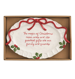 Mudpie Holiday Red Bow Plate, Magic of Xmas