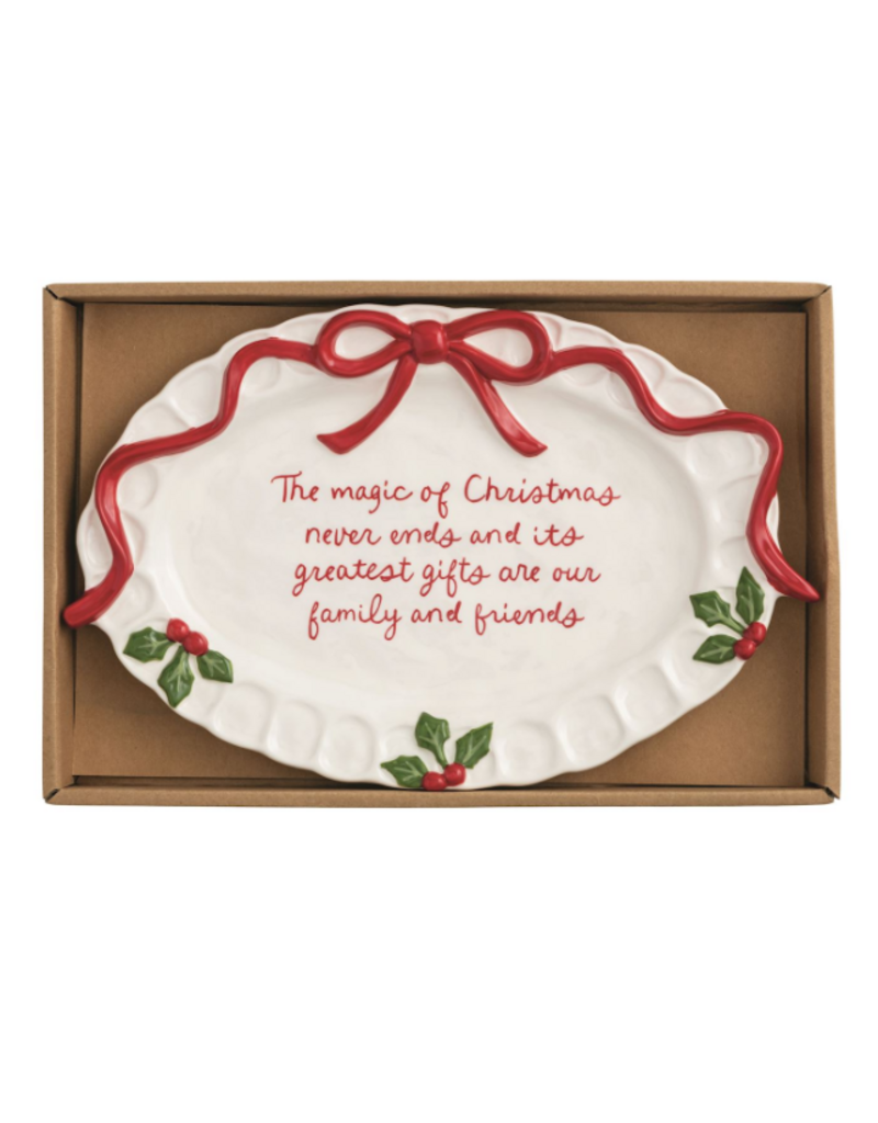 Mudpie Holiday Red Bow Plate, Magic of Xmas
