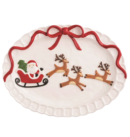Mudpie Holiday Santa Sleigh Platter disc