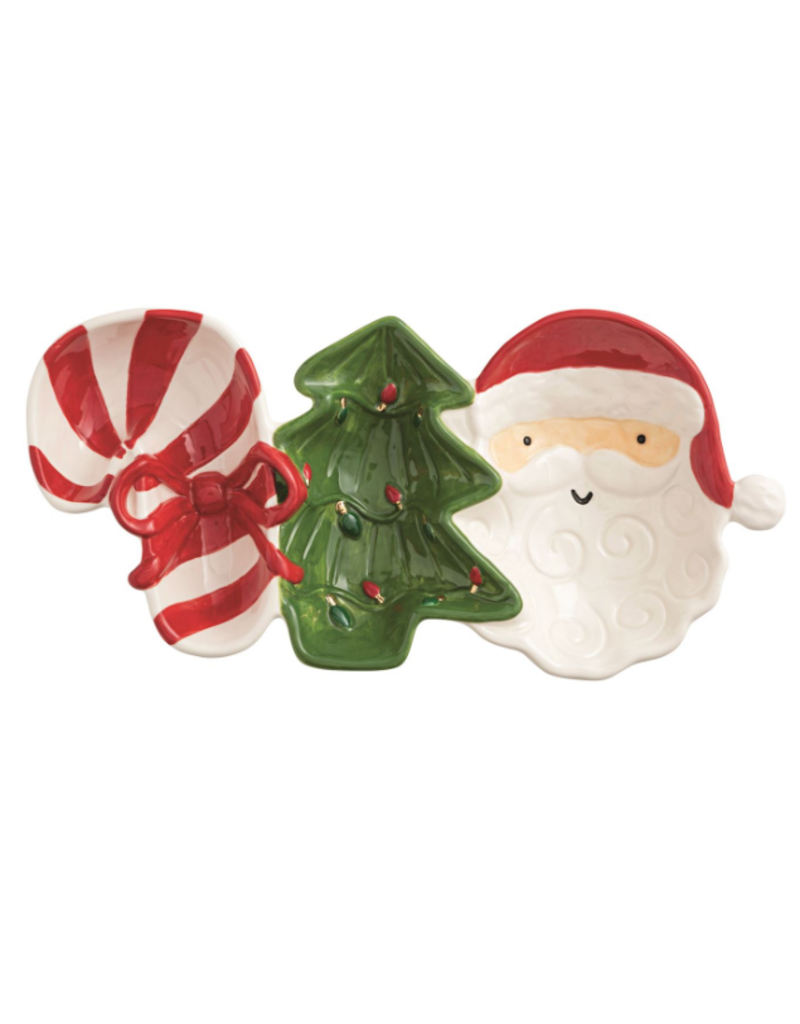 Mudpie Holiday Triple Server, candy, tree, santa