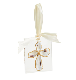 Mudpie Holiday Ornament OYSTER CROSS, acrylic