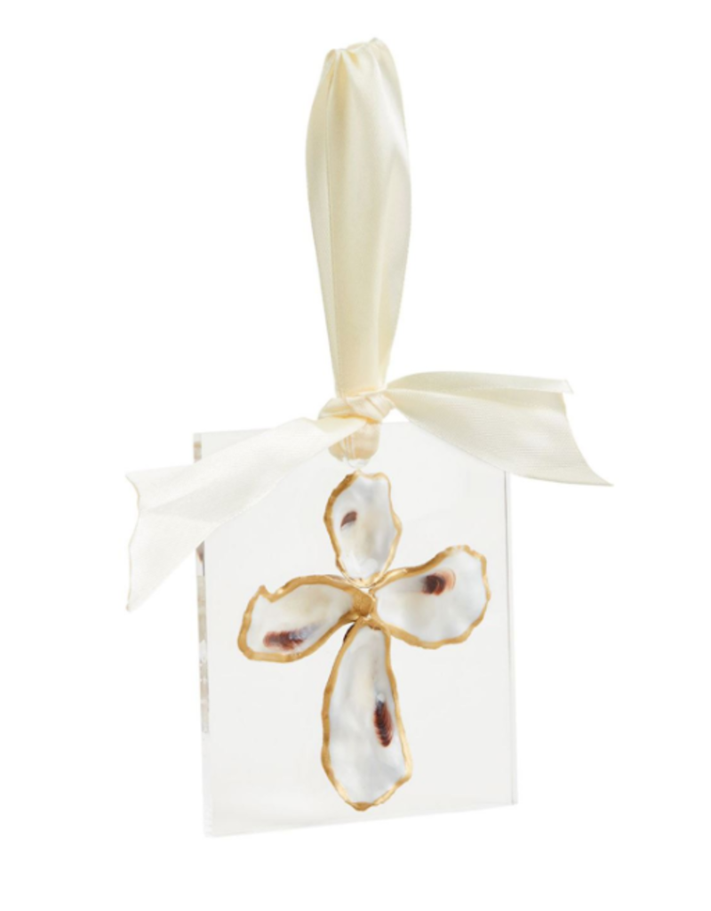 Mudpie Holiday Ornament OYSTER CROSS, acrylic